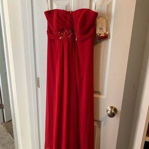 Davids Bridal Apple red hi low dress